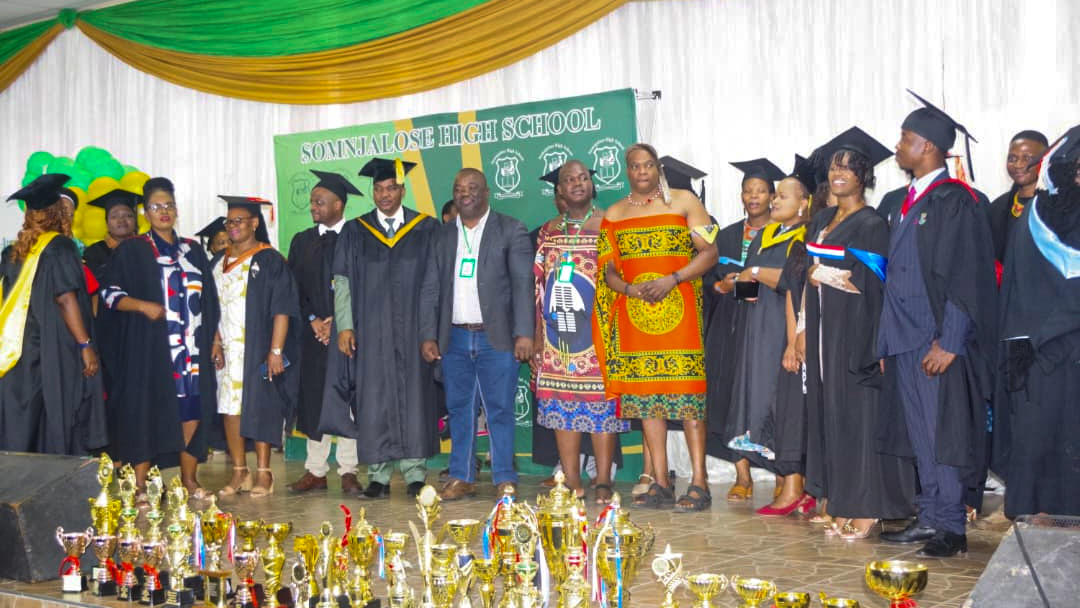 Somnjalose High School teachers with minister for Education and Training Owen Nxumalo and other invited guests yesterday during the school’s speech and prize giving day.